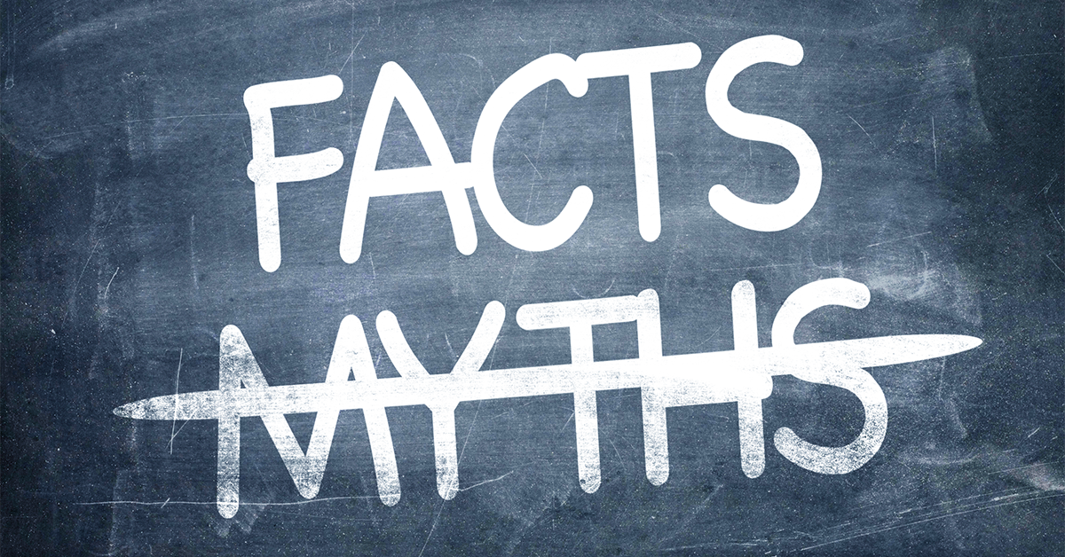 Facts Myths written on a chalkboard