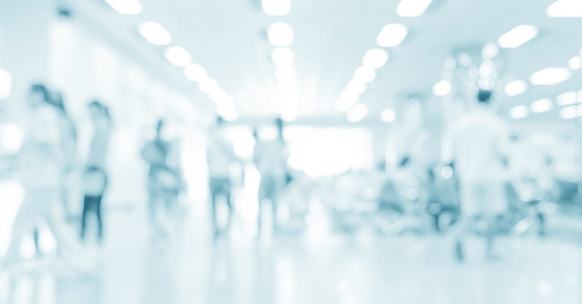 Blurred interior of hospital - abstract medical background.