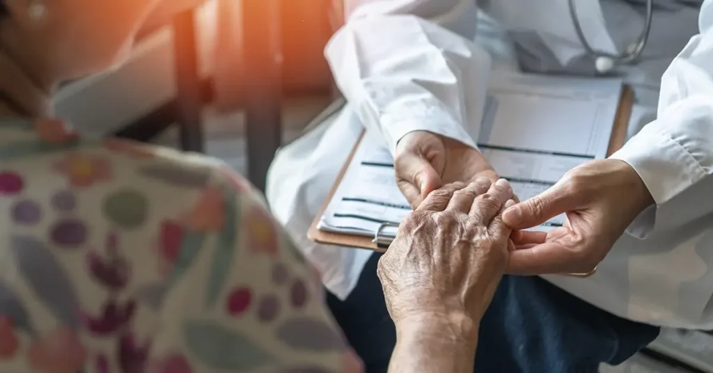 healthcare worker and patient