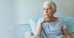 Portrait of pensive worried senior woman about medicare fraud