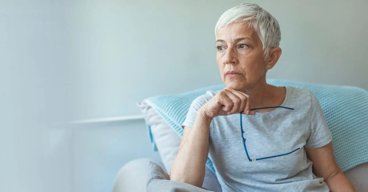 Portrait of pensive worried senior woman about medicare fraud